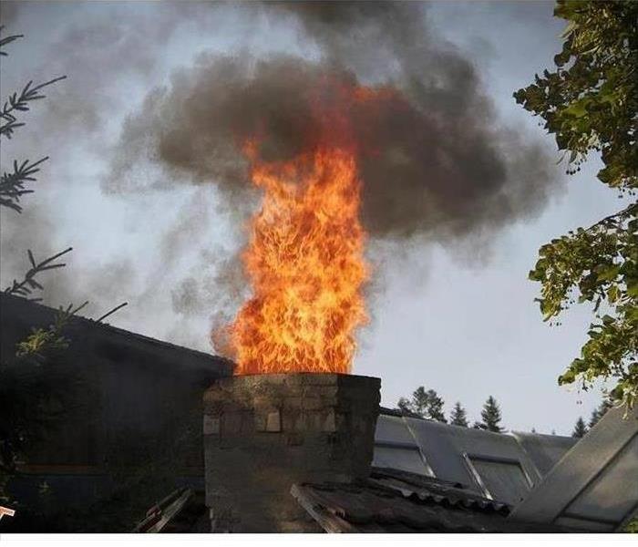 A chimney fire explosion in someones home